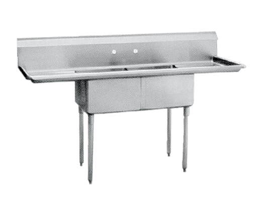 2 Compartment Commercial Kitchen Sink With Drainboard For Restaurant Using