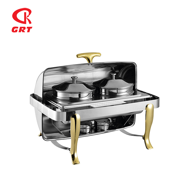 GRT-6808GH Stainless Steel Golden Feet Round Chafing Dish 9L for Soup 
