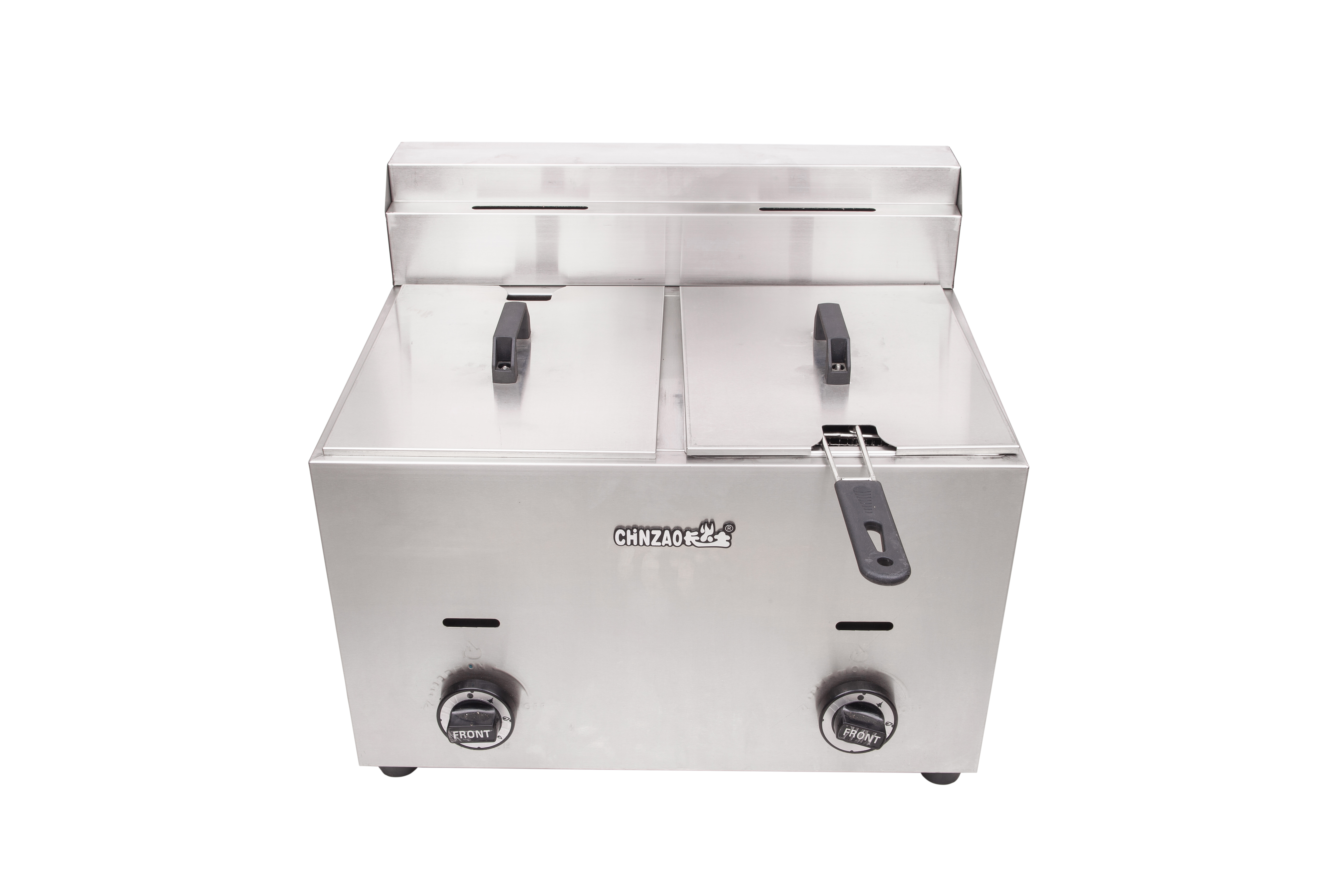 GRT-G20L Commercial Kitchen 2 Tanks Stainless Steel Gas Deep Fryer 