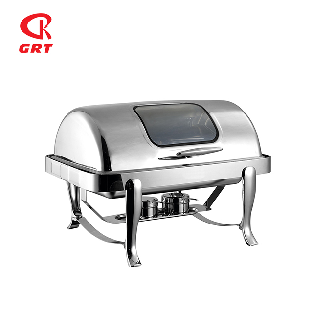 GRT6801KS Stainless Steel Visible Window Round Chafing Dish 9L 